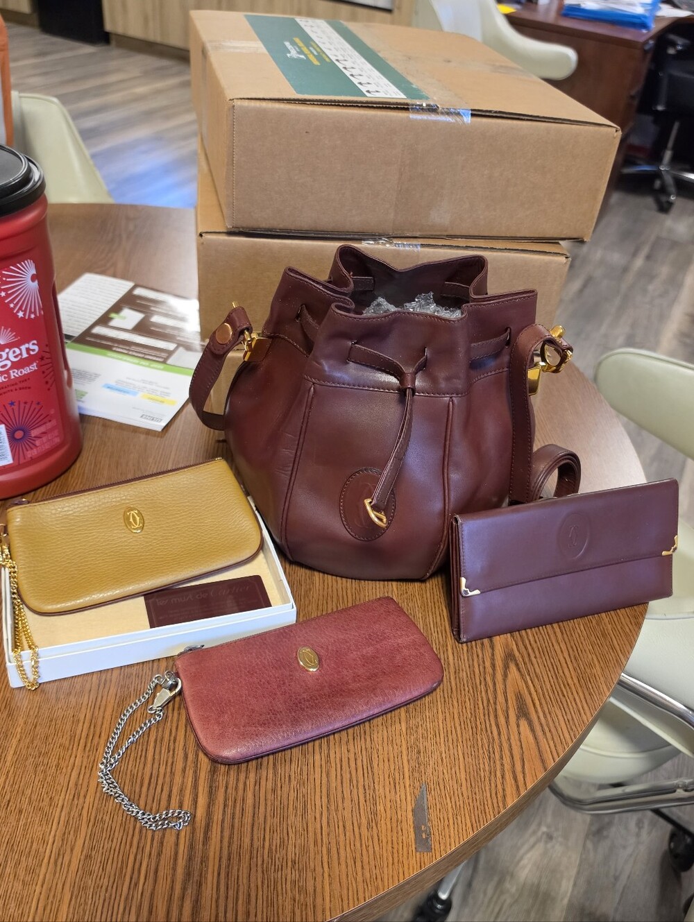 Cartier Bucket Bag in Burgundy Leather - reposh from bagricuture